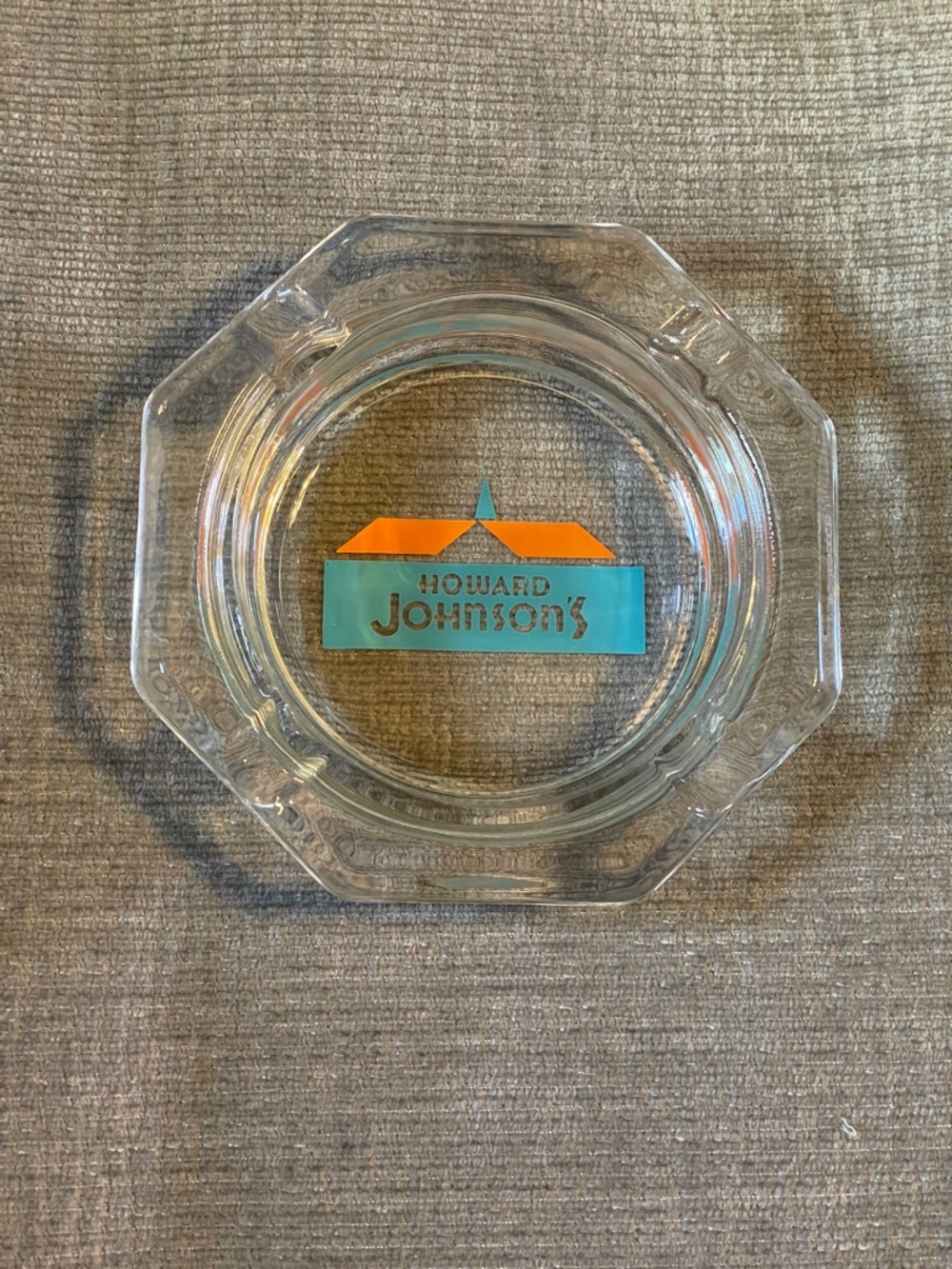 Vintage Howard Johnson’s Glass Ashtray Hotel HoJo Motor Lodge Logo 4.5"